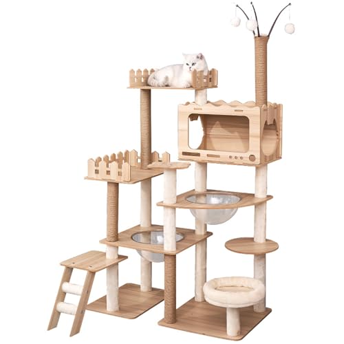 PJDDP Kratzbaum, Moderner Kratzbaumturm Für Hauskatzen – 69 Zoll Hohes Holzhaus Mit Hängematte, Kratzbaum Und Spielzeug Für Kleine Große Katzen PJDDP Kratzbaum, Moderner Kratzbaumturm Für Hauskatzen – 69 Zoll Hohes Holzhaus Mit Hängematte, Kratzbaum Und Spielzeug Für Kleine Große Katzen von PJDDP