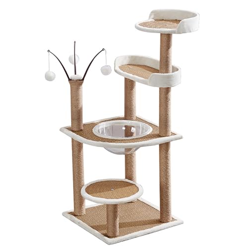 PJDDP Kratzbaum Für Hauskatzen, Moderner Kratzbaumturm Mit Natürlichen Sisal-Kratzstämmen, Obere Sitzstange Zum Klettern, Spielen Und Ausruhen Von Kätzchen PJDDP Kratzbaum Für Hauskatzen, Moderner Kratzbaumturm Mit Natürlichen Sisal-Kratzstämmen, Obere Sitzstange Zum Klettern, Spielen Und Ausruhen Von Kätzchen von PJDDP