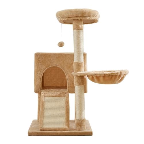PJDDP Kratzbaum Für Wohnungskatzen, Katzenturm, Mehrstöckige Katzenwohnung Mit Sisal-Kratzbrett, Kratzbrett, Baumelndem Ball, Extra Großer Sitzstange Für Katzen Und Kätzchen,Khaki PJDDP Kratzbaum Für Wohnungskatzen, Katzenturm, Mehrstöckige Katzenwohnung Mit Sisal-Kratzbrett, Kratzbrett, Baumelndem Ball, Extra Großer Sitzstange Für Katzen Und Kätzchen,Khaki von PJDDP