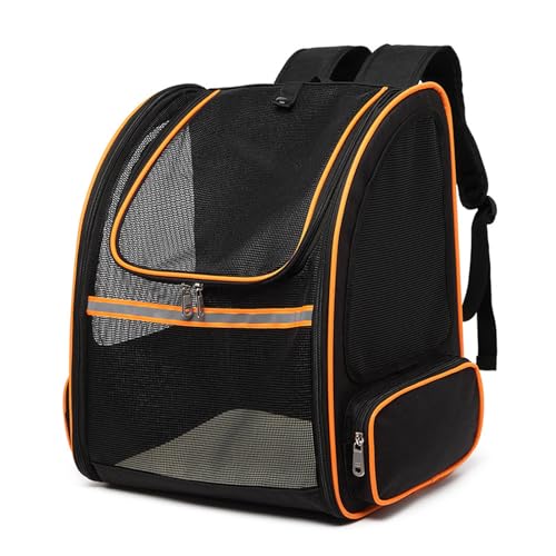 PJDDP Orange,Katzenrucksack Hunderucksack, Tragbare Und Faltbar Katzenrucksack Mit Netzfenster, Haustier Rucksack Zum Wandern, Campen, Reisen von PJDDP