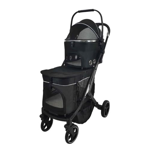 PJDDP 2 Etagen Hundewagen, 3 in 1 Hundewagen, Faltbarer Doppelter Hundebuggy Mit Bremsen, 360° Drehbare Räder Für Kleine Hunde & Katz,Schwarz PJDDP 2 Etagen Hundewagen, 3 in 1 Hundewagen, Faltbarer Doppelter Hundebuggy Mit Bremsen, 360° Drehbare Räder Für Kleine Hunde & Katz,Schwarz von PJDDP