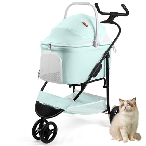 PJDDP 3-In-1-Haustier-Kinderwagen, Faltbarer Reise-Haustier-Kinderwagen Für Katzen Und Hunde, Hundewagen Mit Aufbewahrungskorb Für Mittelgroße Hunde Welpen Und Katzen,Grün PJDDP 3-In-1-Haustier-Kinderwagen, Faltbarer Reise-Haustier-Kinderwagen Für Katzen Und Hunde, Hundewagen Mit Aufbewahrungskorb Für Mittelgroße Hunde Welpen Und Katzen,Grün von PJDDP
