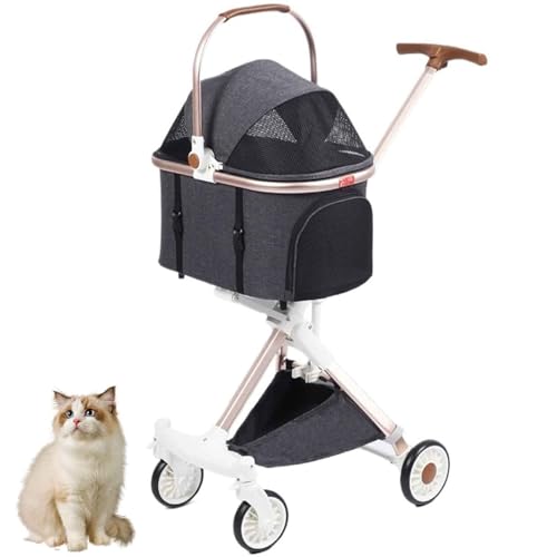 PJDDP 3-In-1 Hundebuggy, Haustiertrage, Hundebuggy Für Kleine Hunde, Mittelgroße Hunde, Katzen, 15 Kg - Leichter Haustierbuggy Mit Aufbewahrungskorb,Dark Gray PJDDP 3-In-1 Hundebuggy, Haustiertrage, Hundebuggy Für Kleine Hunde, Mittelgroße Hunde, Katzen, 15 Kg - Leichter Haustierbuggy Mit Aufbewahrungskorb,Dark Gray von PJDDP