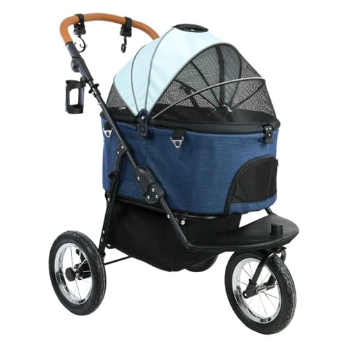 PJDDP 3 In1hundebuggy, Faltbar, Bis 25 Kg,Tragbarer Haustier Kinderwagen, Hundewagen Mit Getränkehalter, Für Kleine Und Mittelgroße Katze Hund,Blau PJDDP 3 In1hundebuggy, Faltbar, Bis 25 Kg,Tragbarer Haustier Kinderwagen, Hundewagen Mit Getränkehalter, Für Kleine Und Mittelgroße Katze Hund,Blau von PJDDP