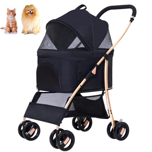 PJDDP 3 in 1 Hundekinderwagen Mit Abnehmbarem Gepäckträger, Faltbarer Kinderwagen Kinderwagen 4-Rad-Katzen-Sportwagen Hundekinderwagen Mit Aufbewahrungskorb,Schwarz PJDDP 3 in 1 Hundekinderwagen Mit Abnehmbarem Gepäckträger, Faltbarer Kinderwagen Kinderwagen 4-Rad-Katzen-Sportwagen Hundekinderwagen Mit Aufbewahrungskorb,Schwarz von PJDDP
