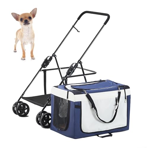 PJDDP 3 in 1 Hundekinderwagen Mit Abnehmbarem Gepäckträger,Hundewagen Mit 4 Rädern Zusammenklappbarer, Waschbarer Haustier-Jogger-Wagen Mit Sicherheitsgurt Leicht Abnehmbar,Blau PJDDP 3 in 1 Hundekinderwagen Mit Abnehmbarem Gepäckträger,Hundewagen Mit 4 Rädern Zusammenklappbarer, Waschbarer Haustier-Jogger-Wagen Mit Sicherheitsgurt Leicht Abnehmbar,Blau von PJDDP