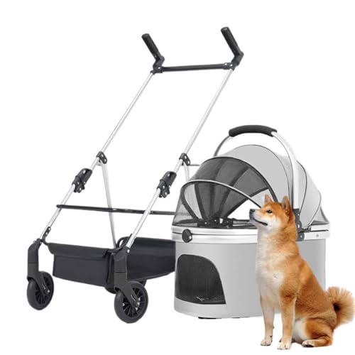 PJDDP 3 in 1 Hundewagen, Hundebuggy Klappbar, Haustierwagen Mit Netzfenstern, Verstellbarem Vordach, Abnehmbarem Träger & Korb, Haustiere Buggy Für Kleine Bis Mittelgroße Hunde,Grau PJDDP 3 in 1 Hundewagen, Hundebuggy Klappbar, Haustierwagen Mit Netzfenstern, Verstellbarem Vordach, Abnehmbarem Träger & Korb, Haustiere Buggy Für Kleine Bis Mittelgroße Hunde,Grau von PJDDP