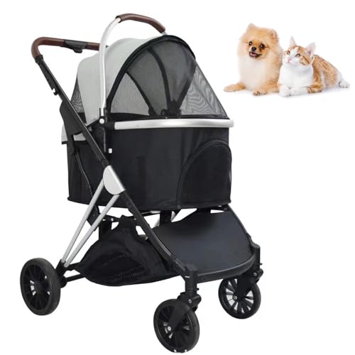 PJDDP 3 in 1 Multifunktions-Hundekinderwagen, Faltbarer Hunde-Kinderwagen Mit 4 Rädern Katzenkinderwagen Mit Abnehmbarem Gepäckträger No-Zip Hundewagen Kinderwagen,Grau PJDDP 3 in 1 Multifunktions-Hundekinderwagen, Faltbarer Hunde-Kinderwagen Mit 4 Rädern Katzenkinderwagen Mit Abnehmbarem Gepäckträger No-Zip Hundewagen Kinderwagen,Grau von PJDDP