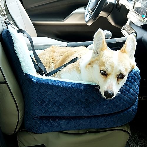 PJDDP Abnehmbarer, waschbarer Hunde-Autositz für kleine und mittelgroße Hunde und Katzen, Reise-Sitzerhöhung für Haustiere, mit Sicherheitsschloss, Hunde-Autobett für Auto und Zuhause von PJDDP