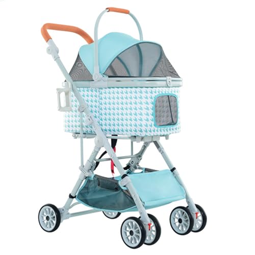 PJDDP Abnehmbarer Kinderwagen Für Haustiere, 3 in 1 Hundesportwagen, Hundekinderwagen, Leichter Faltbarer Aluminiumrahmen, Welpenwagen Mit Liner Und Aufbewahrungskorb,Blau PJDDP Abnehmbarer Kinderwagen Für Haustiere, 3 in 1 Hundesportwagen, Hundekinderwagen, Leichter Faltbarer Aluminiumrahmen, Welpenwagen Mit Liner Und Aufbewahrungskorb,Blau von PJDDP