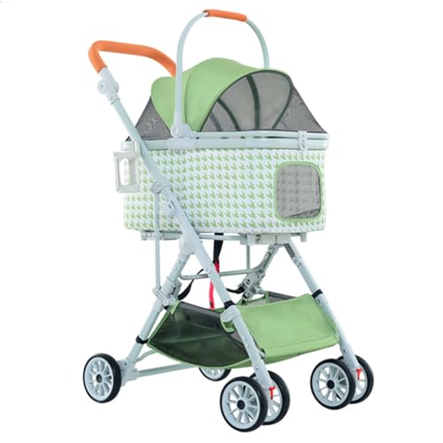 PJDDP Abnehmbarer Kinderwagen Für Haustiere, 3 in 1 Hundesportwagen, Hundekinderwagen, Leichter Faltbarer Aluminiumrahmen, Welpenwagen Mit Liner Und Aufbewahrungskorb,Grün PJDDP Abnehmbarer Kinderwagen Für Haustiere, 3 in 1 Hundesportwagen, Hundekinderwagen, Leichter Faltbarer Aluminiumrahmen, Welpenwagen Mit Liner Und Aufbewahrungskorb,Grün von PJDDP
