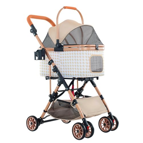 PJDDP Abnehmbarer Kinderwagen Für Haustiere, 3 in 1 Hundesportwagen, Hundekinderwagen, Leichter Faltbarer Aluminiumrahmen, Welpenwagen Mit Liner Und Aufbewahrungskorb,Khaki PJDDP Abnehmbarer Kinderwagen Für Haustiere, 3 in 1 Hundesportwagen, Hundekinderwagen, Leichter Faltbarer Aluminiumrahmen, Welpenwagen Mit Liner Und Aufbewahrungskorb,Khaki von PJDDP
