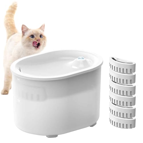 PJDDP Automatische Intelligenter Trinkbrunnen, 2 L Trinkbrunnen Für Katze Kabellos Mit Bewegungsmelder, Hundewasserspender, Leiser Katzen Trinkbrunnen Mit Filters von PJDDP