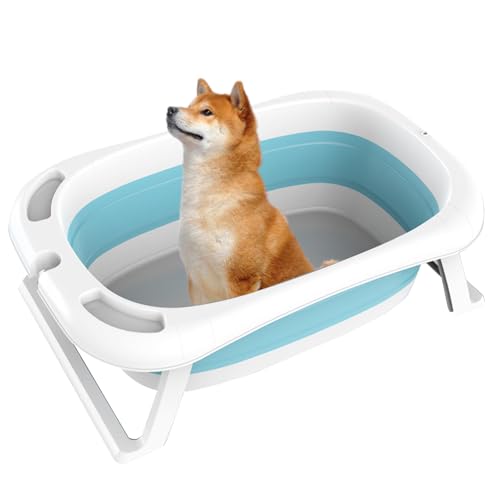 PJDDP Badewanne Für Hunde,Multifunktionale Faltbare Kleine Haustier-Badewanne Mit Ablaufloch, Tragbar, Für Drinnen Und Draußen, Für Welpen, Kleine Hunde Und Katzen,Blau PJDDP Badewanne Für Hunde,Multifunktionale Faltbare Kleine Haustier-Badewanne Mit Ablaufloch, Tragbar, Für Drinnen Und Draußen, Für Welpen, Kleine Hunde Und Katzen,Blau von PJDDP
