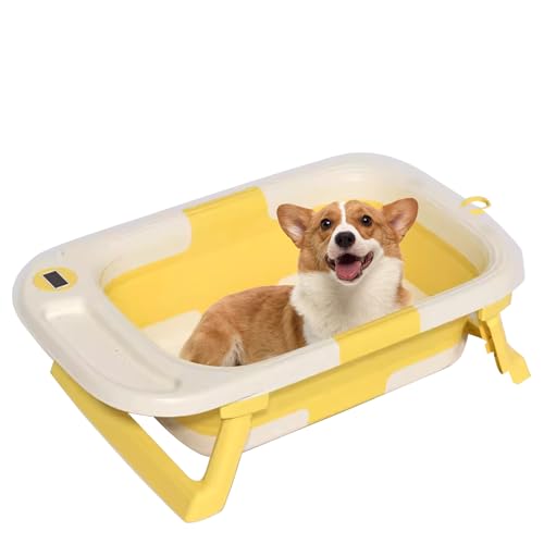 PJDDP Badewanne Mit Ablaufventil Für Hunde Und Katzen, Faltbare Hundewanne, Hundeplanschbecken rutschfest, Tragbare Hundebadewanne,Gelb PJDDP Badewanne Mit Ablaufventil Für Hunde Und Katzen, Faltbare Hundewanne, Hundeplanschbecken rutschfest, Tragbare Hundebadewanne,Gelb von PJDDP