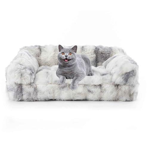 PJDDP Beruhigendes Hundesofa, Flauschiges Plüsch-Katzenbett, Katzensofa Mit Abnehmbarem Waschbarem Bezug, Rutschfestem Boden, Für Große Mittlere Und Kleine Hunde,Grau,L PJDDP Beruhigendes Hundesofa, Flauschiges Plüsch-Katzenbett, Katzensofa Mit Abnehmbarem Waschbarem Bezug, Rutschfestem Boden, Für Große Mittlere Und Kleine Hunde,Grau,L von PJDDP