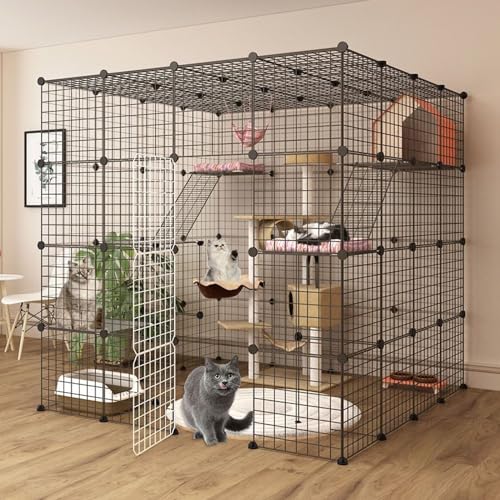 PJDDP DIY-Katzenkäfig, Abnehmbarer Metalldraht, Großes Kätzchengehege, Laufstall Für Zwinger Im Innen- Und Außenbereich, Großer Käfig Zum Ausüben Von 1–4 Katzen,57.8x57.8x57.4in PJDDP DIY-Katzenkäfig, Abnehmbarer Metalldraht, Großes Kätzchengehege, Laufstall Für Zwinger Im Innen- Und Außenbereich, Großer Käfig Zum Ausüben Von 1–4 Katzen,57.8x57.8x57.4in von PJDDP