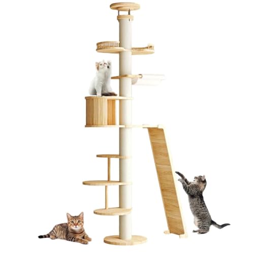 PJDDP Deckenspanner Kratzbaum, Kratzbaum Hoch, 6 Etagen Bis Zur Decke Reichender Katzenturm(275 cm), Für Katzen Zum Klettern, Kratzen, Ausschau Halten Und Spielen,Style c von PJDDP
