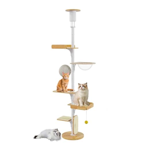 PJDDP Deckenspanner Kratzbaum, Kratzbaum Schmal Stabil, 5-Stöckig Katzenkletter-Aktivitätszentrum Mit Einstellbarer Höhe/Stabilen Plattformen/Baumelnden Kugeln,252.5 to 282.5cm PJDDP Deckenspanner Kratzbaum, Kratzbaum Schmal Stabil, 5-Stöckig Katzenkletter-Aktivitätszentrum Mit Einstellbarer Höhe/Stabilen Plattformen/Baumelnden Kugeln,252.5 to 282.5cm von PJDDP