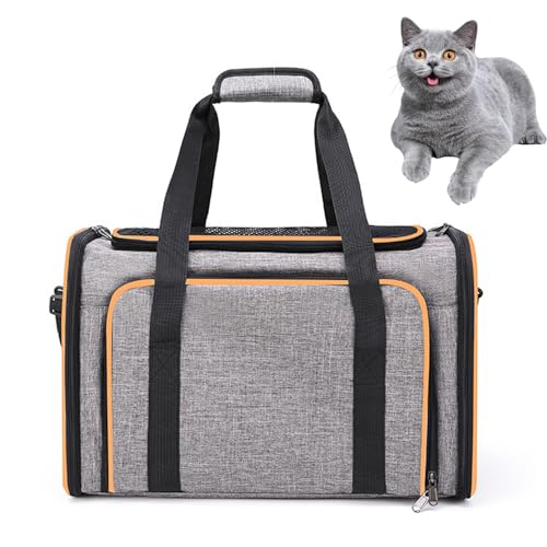PJDDP Erweiterbarer Haustiertransporter Extra, Hundetransporter, Reise-Autotransportbox Mit Waschbarer Matte Und Verstellbarer Schulter, Für Kleine Hunde Und Katzen,Gray+orange,L PJDDP Erweiterbarer Haustiertransporter Extra, Hundetransporter, Reise-Autotransportbox Mit Waschbarer Matte Und Verstellbarer Schulter, Für Kleine Hunde Und Katzen,Gray+orange,L von PJDDP