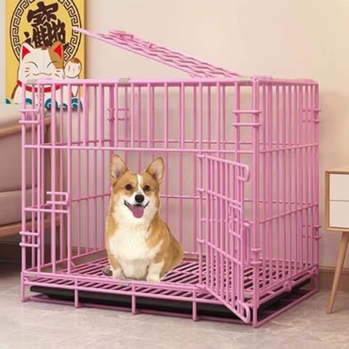 PJDDP Faltbare Hundebox, Metall-Hundekäfig, Kleine 59,9 cm Große Hundehütte Mit Doppeltür, Tiertrennungskäfig, Haustierbox Mit Tablett,Rosa PJDDP Faltbare Hundebox, Metall-Hundekäfig, Kleine 59,9 cm Große Hundehütte Mit Doppeltür, Tiertrennungskäfig, Haustierbox Mit Tablett,Rosa von PJDDP