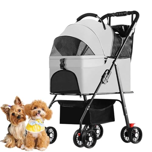 PJDDP Faltbarer Katzen-Hunde-Kinderwagen, Haustier-Hunde-Kinderwagen Mit Aufbewahrungskorb, Hundebuggy Mit Sicherheitsleine, Bis 15KG,Grau PJDDP Faltbarer Katzen-Hunde-Kinderwagen, Haustier-Hunde-Kinderwagen Mit Aufbewahrungskorb, Hundebuggy Mit Sicherheitsleine, Bis 15KG,Grau von PJDDP