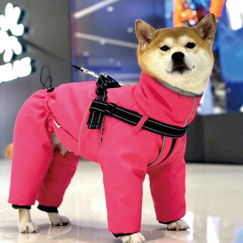 PJDDP Gepolsterter Wintermantel Mit 4 Beinen, Wasserdichter Hundemantel, Hundejacke Für Den Winter Mit Geschirr, Für Mittelgroße Und Große Hunde,Rosa,L PJDDP Gepolsterter Wintermantel Mit 4 Beinen, Wasserdichter Hundemantel, Hundejacke Für Den Winter Mit Geschirr, Für Mittelgroße Und Große Hunde,Rosa,L von PJDDP