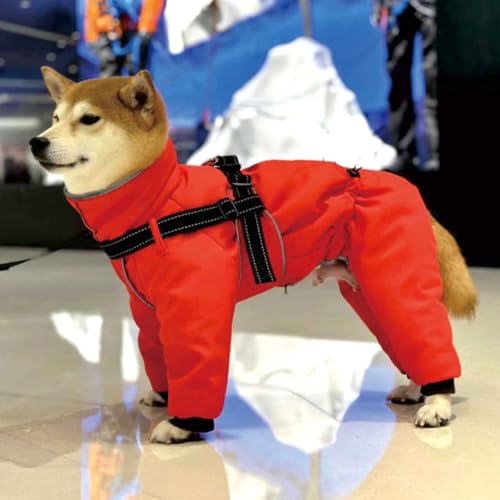PJDDP Gepolsterter Wintermantel Mit 4 Beinen, Wasserdichter Hundemantel, Hundejacke Für Den Winter Mit Geschirr, Für Mittelgroße Und Große Hunde,Rot,4XL PJDDP Gepolsterter Wintermantel Mit 4 Beinen, Wasserdichter Hundemantel, Hundejacke Für Den Winter Mit Geschirr, Für Mittelgroße Und Große Hunde,Rot,4XL von PJDDP