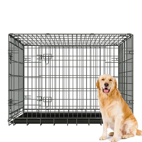 PJDDP Große, Leichte Zwinger-Sichere, Eingezäunte Hundebox, Verbesserter, Faltbarer Haustierkäfig Aus Metall Mit Auslaufsicherer Wanne Für Den Innen- Und Außenbereich,L PJDDP Große, Leichte Zwinger-Sichere, Eingezäunte Hundebox, Verbesserter, Faltbarer Haustierkäfig Aus Metall Mit Auslaufsicherer Wanne Für Den Innen- Und Außenbereich,L von PJDDP
