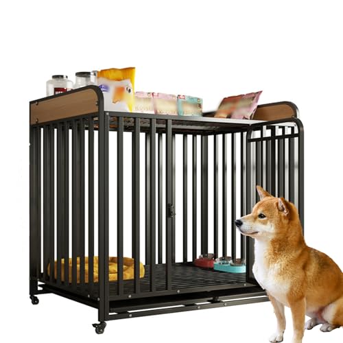 PJDDP Große Hundebox-Möbel Mit Rädern, Aufbewahrungstisch, Abnehmbarem Tablett, Doppeltüren, Für Den Innen- Und Außenbereich, Für Mittelgroße Und Große Hunde,Schwarz,L PJDDP Große Hundebox-Möbel Mit Rädern, Aufbewahrungstisch, Abnehmbarem Tablett, Doppeltüren, Für Den Innen- Und Außenbereich, Für Mittelgroße Und Große Hunde,Schwarz,L von PJDDP