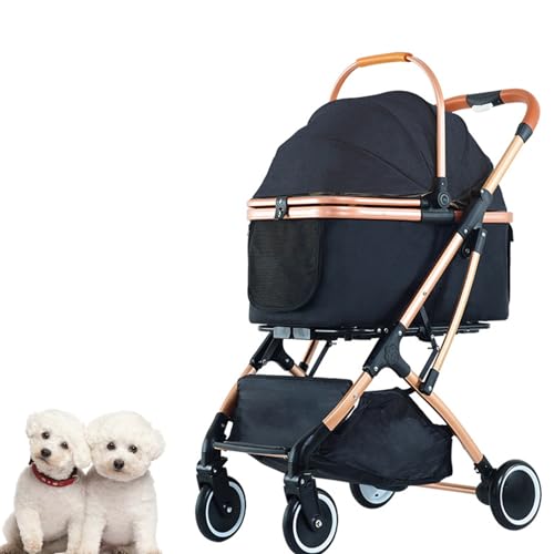 PJDDP Haustier-Kinderwagen, 3-In-1, Zusammenklappbar, Leicht, Mit Abnehmbarer Tragetasche Und Aufbewahrungskorb, Premium-Reisewagen Mit 4 Rädern Für Welpen, Hunde, Kätzchen,Schwarz PJDDP Haustier-Kinderwagen, 3-In-1, Zusammenklappbar, Leicht, Mit Abnehmbarer Tragetasche Und Aufbewahrungskorb, Premium-Reisewagen Mit 4 Rädern Für Welpen, Hunde, Kätzchen,Schwarz von PJDDP