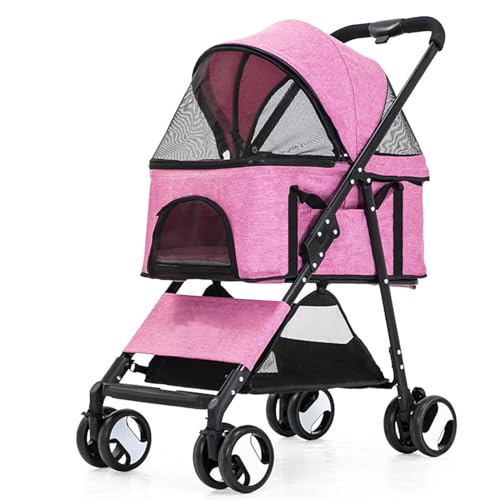 PJDDP Haustier-Kinderwagen, 3-In-1-Multifunktions-Haustier-Reisesystem, 4-Rad-Faltbarer Haustier-Kinderwagen Mit Aufbewahrungskorb Für Kleine, Mittelgroße Hunde Und Katzen,Rosa PJDDP Haustier-Kinderwagen, 3-In-1-Multifunktions-Haustier-Reisesystem, 4-Rad-Faltbarer Haustier-Kinderwagen Mit Aufbewahrungskorb Für Kleine, Mittelgroße Hunde Und Katzen,Rosa von PJDDP