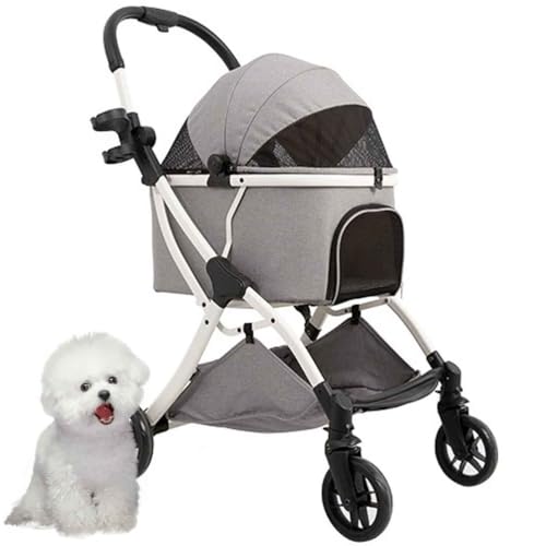 PJDDP Haustier-Kinderwagen, Faltbarer Katzen-Hunde-Kinderwagen, Hundewagen Für Kleine Hunde Mit Aufbewahrungskorb, Sicherheitsleinen, Bis 10Kg,Grau PJDDP Haustier-Kinderwagen, Faltbarer Katzen-Hunde-Kinderwagen, Hundewagen Für Kleine Hunde Mit Aufbewahrungskorb, Sicherheitsleinen, Bis 10Kg,Grau von PJDDP