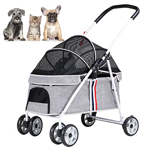 PJDDP Haustier Kinderwagen, Hundewagen Hundebuggy, Pet Stroller Haustierwagen Faltbar Klappbar Bis 20 Kg,Katzenwagen Mit Netzfenstern Für Kleine Haustiere Mit 4 Rädern,Grau PJDDP Haustier Kinderwagen, Hundewagen Hundebuggy, Pet Stroller Haustierwagen Faltbar Klappbar Bis 20 Kg,Katzenwagen Mit Netzfenstern Für Kleine Haustiere Mit 4 Rädern,Grau von PJDDP