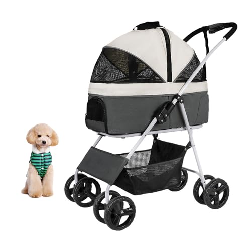 PJDDP Haustier-Kinderwagen 3-In-1, Haustier-Jogger-Kinderwagen All Terrain 4 Räder Travel Jogger Für Welpen Doggies Kitties Stroller Mit Abnehmbarem Korb Für Den Gepäckträger,Grau PJDDP Haustier-Kinderwagen 3-In-1, Haustier-Jogger-Kinderwagen All Terrain 4 Räder Travel Jogger Für Welpen Doggies Kitties Stroller Mit Abnehmbarem Korb Für Den Gepäckträger,Grau von PJDDP