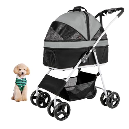 PJDDP Haustier-Kinderwagen 3-In-1, Haustier-Jogger-Kinderwagen All Terrain 4 Räder Travel Jogger Für Welpen Doggies Kitties Stroller Mit Abnehmbarem Korb Für Den Gepäckträger,Schwarz PJDDP Haustier-Kinderwagen 3-In-1, Haustier-Jogger-Kinderwagen All Terrain 4 Räder Travel Jogger Für Welpen Doggies Kitties Stroller Mit Abnehmbarem Korb Für Den Gepäckträger,Schwarz von PJDDP