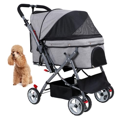 PJDDP Haustier-Reisewagen, Haustier-Kinderwagen 4 Räder Faltbar Katze Hund Haustier Carrier Trolley Cart 360° Drehbares Vorderrad Travel Carrier Haustier Hund Kinderwagen,Grau PJDDP Haustier-Reisewagen, Haustier-Kinderwagen 4 Räder Faltbar Katze Hund Haustier Carrier Trolley Cart 360° Drehbares Vorderrad Travel Carrier Haustier Hund Kinderwagen,Grau von PJDDP