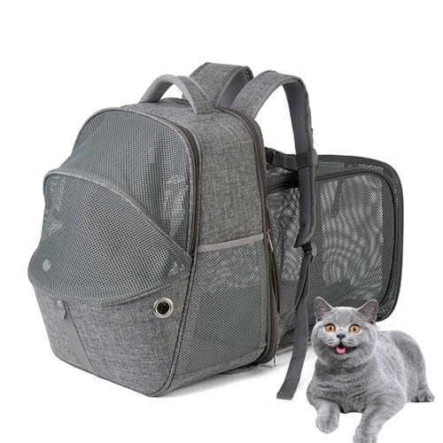 PJDDP Haustier-Rucksack, Erweiterbar, Faltbar, Tragbar, Haustier-Rucksack Für Katzen, Kleine Hunde, Atmungsaktiv, Bequem, Katzen-Tragetasche, Perfekt Zum Wandern, Spazierengehen,Grau PJDDP Haustier-Rucksack, Erweiterbar, Faltbar, Tragbar, Haustier-Rucksack Für Katzen, Kleine Hunde, Atmungsaktiv, Bequem, Katzen-Tragetasche, Perfekt Zum Wandern, Spazierengehen,Grau von PJDDP
