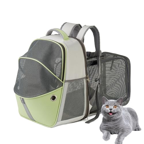 PJDDP Haustier-Rucksack, Erweiterbar, Faltbar, Tragbar, Haustier-Rucksack Für Katzen, Kleine Hunde, Atmungsaktiv, Bequem, Katzen-Tragetasche, Perfekt Zum Wandern, Spazierengehen,Grün PJDDP Haustier-Rucksack, Erweiterbar, Faltbar, Tragbar, Haustier-Rucksack Für Katzen, Kleine Hunde, Atmungsaktiv, Bequem, Katzen-Tragetasche, Perfekt Zum Wandern, Spazierengehen,Grün von PJDDP