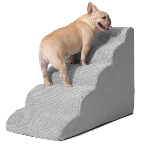 PJDDP Haustier-Schaumstoff-Stufen Für Das Bett, 3 Stufen Haustier Treppe,Hund Schräge Treppe,Tragbare Hundeleiter Mit Rutschfester Unterseite,Extra Breite Haustier-Stufen,L von PJDDP