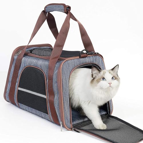 PJDDP Haustier-Tragetasche, Faltbare Tragbare Katzen-Tragetasche, Öffnung Oben, Reisefreundlich, Mit Abnehmbarer Matte, Atmungsaktives Netz Für Hunde, Katzen, Welpen, Kätzchen,Blau,L PJDDP Haustier-Tragetasche, Faltbare Tragbare Katzen-Tragetasche, Öffnung Oben, Reisefreundlich, Mit Abnehmbarer Matte, Atmungsaktives Netz Für Hunde, Katzen, Welpen, Kätzchen,Blau,L von PJDDP