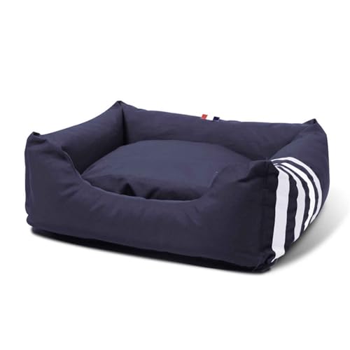 PJDDP Haustierbett, Hundebett, Flauschiges Katzenbett Mit Rutschfester Unterseite, Doppelseitiges Hundekissen Für Alle Jahreszeiten, Leicht Zu Reinigen,Navy Blue,S von PJDDP