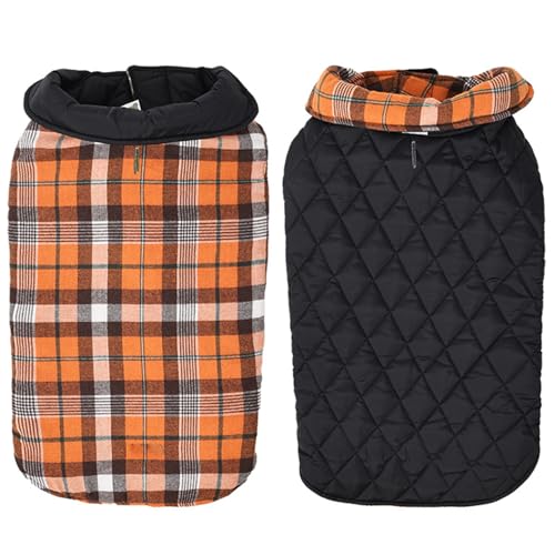 PJDDP Haustierhund kaltes Wettermäntel, Karierte Hundekleidung Hunde Winterweste Reversible Winterhundjacke wasserdichte Hundejacke Easy Hundeweste,Orange,XS PJDDP Haustierhund kaltes Wettermäntel, Karierte Hundekleidung Hunde Winterweste Reversible Winterhundjacke wasserdichte Hundejacke Easy Hundeweste,Orange,XS von PJDDP