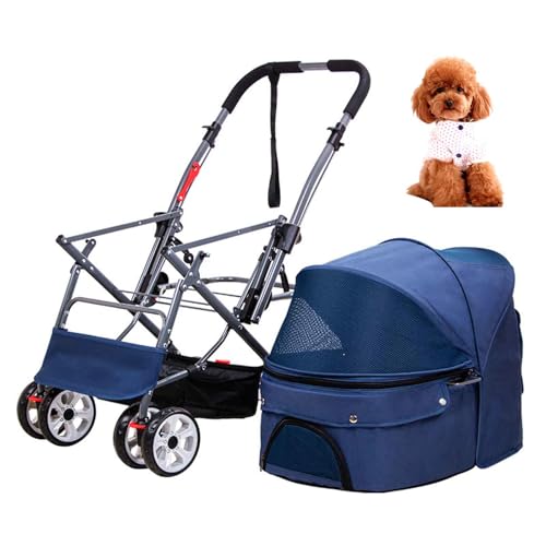 PJDDP Haustierwagen, Zusammenklappbarer Katzen-/Hundebuggy Mit Aufbewahrungskorb, Reisewagen Mit 4 Rädern Für Kleine Mittelgroße Haustiere PJDDP Haustierwagen, Zusammenklappbarer Katzen-/Hundebuggy Mit Aufbewahrungskorb, Reisewagen Mit 4 Rädern Für Kleine Mittelgroße Haustiere von PJDDP