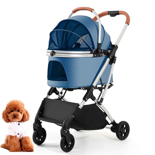 PJDDP Haustierwagen, Zusammenklappbarer Katzen-/Hundebuggy Mit Aufbewahrungskorb, Tragbarer Haustier Kinderwagen, Leicht, Praktisch, Abnehmbar,Blau PJDDP Haustierwagen, Zusammenklappbarer Katzen-/Hundebuggy Mit Aufbewahrungskorb, Tragbarer Haustier Kinderwagen, Leicht, Praktisch, Abnehmbar,Blau von PJDDP
