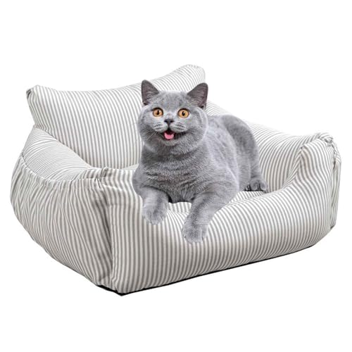 PJDDP Hund Autositz, Verdickt Hundebett Autositz, Hund Katze Haustier Matte Autositz, Tragbarer Hund Katze Auto Reisebett Für Kleine Haustiere,Khaki von PJDDP