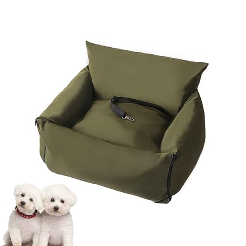 PJDDP Hunde Autositz, Hunde Sitzerhöhung, Hundeautositz Mit Sicherheitsgurt, Tragbar Hunde Auto Reisebett, Für Welpen, Katzen, Kleine Hunde,Grün von PJDDP