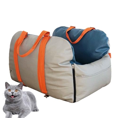 PJDDP Hunde-Autositz, Hundesitz Kleine Und Mittlere Hunde Mit Sicherheitsleine Und Lagerung Tasche, Abnehmbar Und Waschbar, Wasserdichter Hunde-Sitzerhöhung,Blau von PJDDP