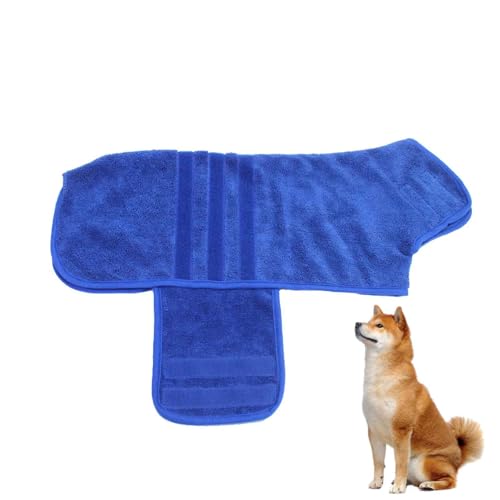 PJDDP Hunde-Bademantel Mikrofaser,Mit Klettverschluss Schnell Trocknend Badetuch,Sehr Saugfähig, Hund Bademantel Mantel Für Große Mittel Und Kleine Hunde,Blau,XS PJDDP Hunde-Bademantel Mikrofaser,Mit Klettverschluss Schnell Trocknend Badetuch,Sehr Saugfähig, Hund Bademantel Mantel Für Große Mittel Und Kleine Hunde,Blau,XS von PJDDP