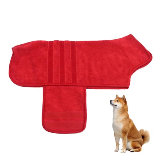 PJDDP Hunde-Bademantel Mikrofaser,Mit Klettverschluss Schnell Trocknend Badetuch,Sehr Saugfähig, Hund Bademantel Mantel Für Große Mittel Und Kleine Hunde,Rot,3XL PJDDP Hunde-Bademantel Mikrofaser,Mit Klettverschluss Schnell Trocknend Badetuch,Sehr Saugfähig, Hund Bademantel Mantel Für Große Mittel Und Kleine Hunde,Rot,3XL von PJDDP